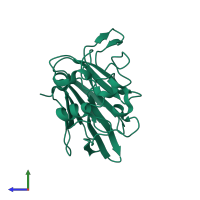 PDB entry 2wbz coloured by chain, side view.