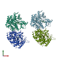 PDB entry 2wc4 coloured by chain, front view.