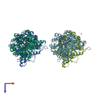 PDB entry 2wc4 coloured by chain, top view.