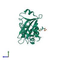 PDB entry 2wc9 coloured by chain, side view.