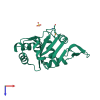 PDB entry 2wc9 coloured by chain, top view.