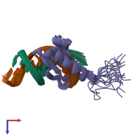 PDB entry 2wcc coloured by chain, ensemble of 20 models, top view.