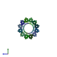 PDB entry 2wcd coloured by chain, side view.