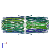 PDB entry 2wcd coloured by chain, top view.