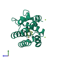 PDB entry 2wch coloured by chain, side view.