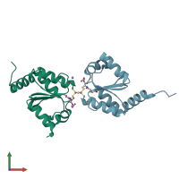 PDB entry 2wci coloured by chain, front view.