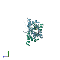 PDB entry 2wci coloured by chain, side view.