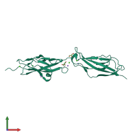 PDB entry 2wcp coloured by chain, front view.
