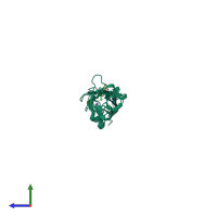 PDB entry 2wcp coloured by chain, side view.