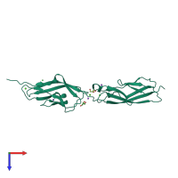 PDB entry 2wcp coloured by chain, top view.