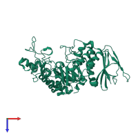 PDB entry 2wcs coloured by chain, top view.