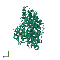 PDB entry 2wcx coloured by chain, side view.