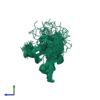 PDB entry 2wcy coloured by chain, ensemble of 48 models, side view.