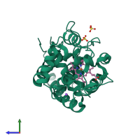 PDB entry 2wd4 coloured by chain, side view.