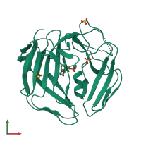 PDB entry 2we1 coloured by chain, front view.