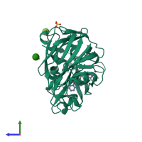 PDB entry 2web coloured by chain, side view.