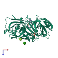 PDB entry 2wed coloured by chain, top view.