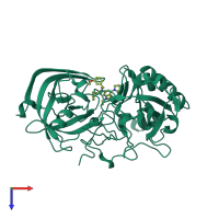 PDB entry 2wez coloured by chain, top view.