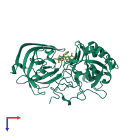 PDB entry 2wf4 coloured by chain, top view.