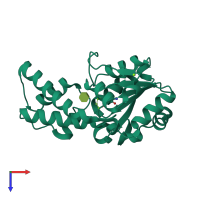 PDB entry 2wf5 coloured by chain, top view.