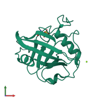 PDB entry 2wfi coloured by chain, front view.