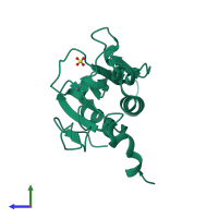 PDB entry 2wfq coloured by chain, side view.