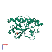 PDB entry 2wfq coloured by chain, top view.