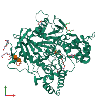 PDB entry 2wg2 coloured by chain, front view.