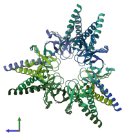 PDB entry 2wg6 coloured by chain, side view.