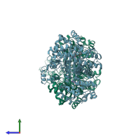 PDB entry 2wgh coloured by chain, side view.