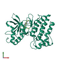 PDB entry 2wgj coloured by chain, front view.