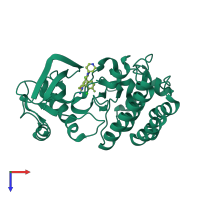 PDB entry 2wgj coloured by chain, top view.