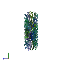 PDB entry 2wgm coloured by chain, side view.