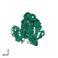 PDB entry 2wgo coloured by chain, ensemble of 25 models, side view.