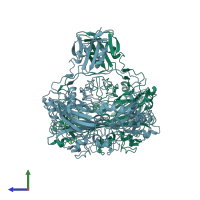 PDB entry 2wgq coloured by chain, side view.