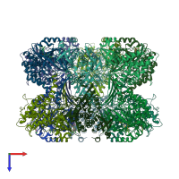 PDB entry 2wgs coloured by chain, top view.