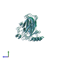 PDB entry 2wgx coloured by chain, side view.