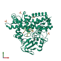 PDB entry 2wgy coloured by chain, front view.