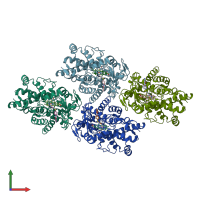 PDB entry 2wh8 coloured by chain, front view.