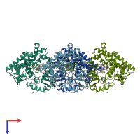 PDB entry 2wh8 coloured by chain, top view.