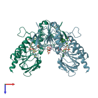 PDB entry 2whd coloured by chain, top view.