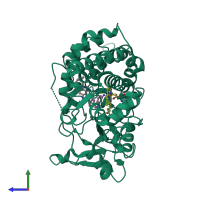 PDB entry 2whf coloured by chain, side view.