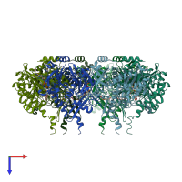 PDB entry 2whi coloured by chain, top view.