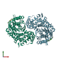 PDB entry 2who coloured by chain, front view.