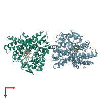 PDB entry 2whw coloured by chain, top view.