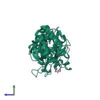 PDB entry 2whz coloured by chain, side view.