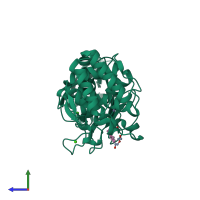 PDB entry 2wi0 coloured by chain, side view.