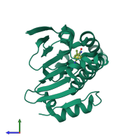 PDB entry 2wi5 coloured by chain, side view.