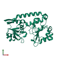 PDB entry 2wi8 coloured by chain, front view.