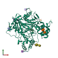 PDB entry 2wif coloured by chain, front view.